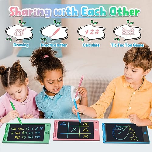 FLUESTON Toys LCD Writing Tablet Toddler,Toys for Boys Girls 3 4 5 6 7 8year,8.8 Inch 3 Pack Drawing Pad Toy Christmas Birthday Gifts for Kids,Drawing Tablet Doodle Board with Cute Dinosaur & Unicorn