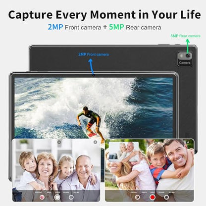 SGIN Android 12 Tablet, 10 Inch Tablet 4GB RAM 64GB ROM with 1280 * 800 IPS, Octa-Core 2.0GHz Processor, 2MP+5MP Dual Camera, 6000mAh, GPS, WiFi, Bluetooth 5.0, 256GB Expansion (Black)