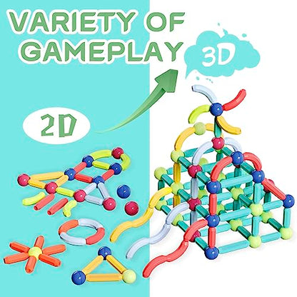 Boys Girls Toys Age 4-5,Little Boy Girl Toys Magnetic Blocks Sticks Tiles Construction Building, Learning Education Stem Preschool Toddler Kids Toys for 3+ Year Old, Montessori Toys for Toddlers Gifts