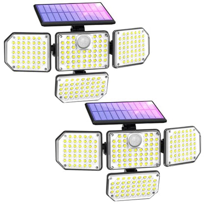 VORZU Solar Motion Lights Outdoor Flood Light 182 LEDs 3000 Lumens Solar Security Lights Motion Sensor with 3 Modes Dusk to Dawn Sensor Luminaires Waterproof or Garage Garden Yard Patio Porch 2 Pack