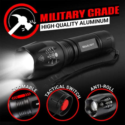 GearLight LED Flashlight Father's Day Gifts for Dad 2pack Bright, Zoomable Tactical Flashlights with High Lumens and 5 Modes for Emergency and Outdoor Use, Camping Accessory Gifts for him