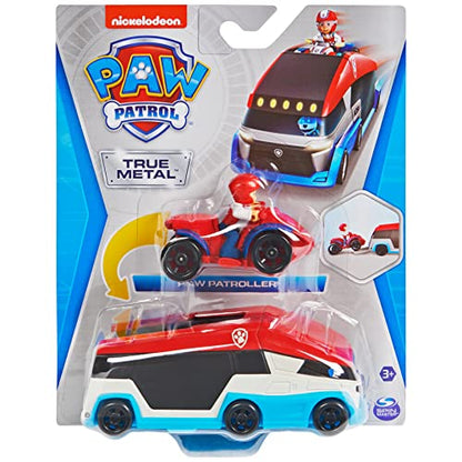 PAW Patrol, True Metal PAW Patroller Die-Cast Team Vehicle with 1:55 Scale Ryder ATV Toy Car, Kids Toys for Ages 3 and Up
