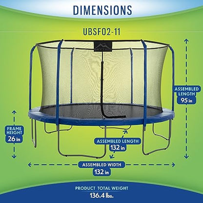 Machrus SKYTRIC Enclosed Trampoline 8FT 11FT 13 FT 15FT, Trampoline Kids, Trampoline Adults, Trampoline Kids and Adults, Kids Trampoline, Recreational Trampolines, Safety Net, Blue
