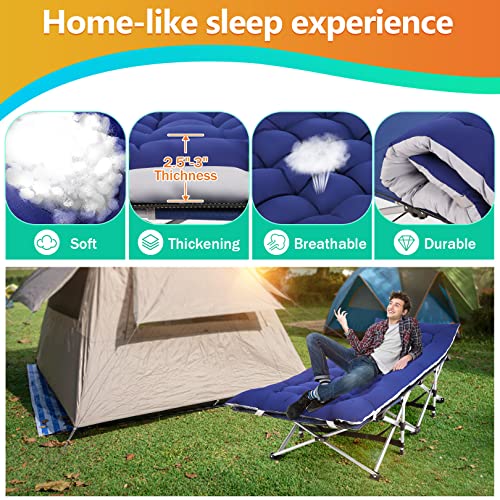 Homdox Camping cot Folding Outdoor Camping Travel Cot and Cot Pad - Quality Lightweight Portable Heavy Duty Adult & Kids Travel Cot Double Layer Oxford Portable Travel Camp Cots for Camp/Office/Home