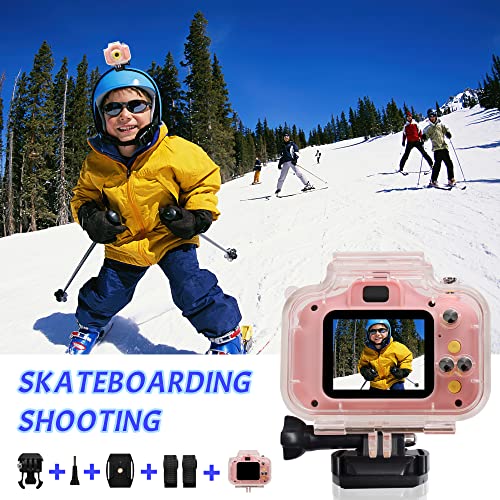 Kids Waterproof Camera Toys for 4-8 Year Old Kids, Children Digital Action Cameras with 16GB Memory Card, Indoor Outdoor Toddler Camera, Birthday Christmast Gifts for KidsAge 5-10 by Elimiic (Pink)