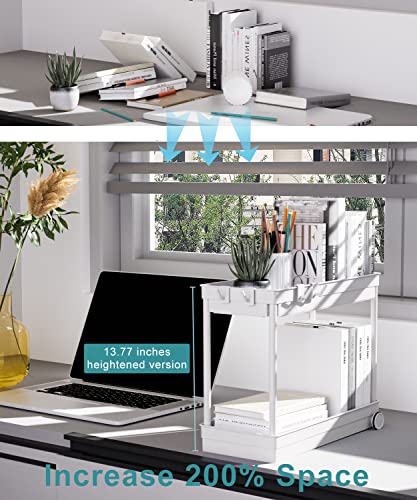 Fowooyeen Bathroom Organizer 2 Pack Bathtub Trays Cabinet Counter Organization Under Sink Storage for Bathroom and Kitchen White