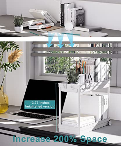 Fowooyeen Bathroom Organizer 2 Pack Bathtub Trays Cabinet Counter Organization Under Sink Storage for Bathroom and Kitchen White