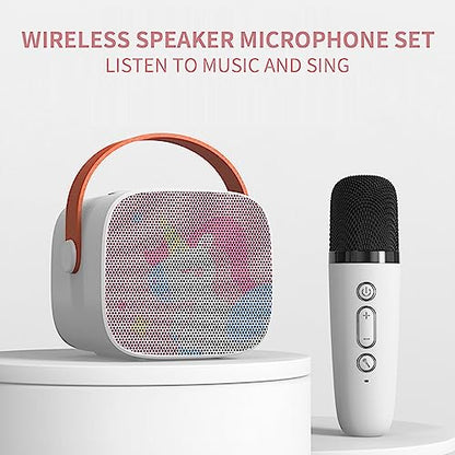 Snowall Mini Karaoke Machine for Kids, Portable Bluetooth Speaker with Wireless Microphone，Kids Music Player Toys for Girls and Boys,3,4, 5, 6, 7, 8+ Years Old, Teens Birthday (White-Unicorn)