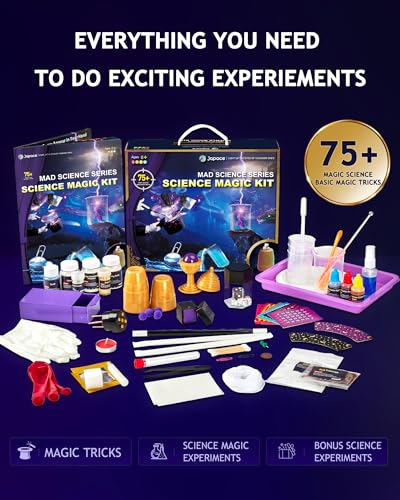 Japace Magic Kit & Science Kits for Kids Age 6-8-10-12, 8 Beginner Magic Tricks & 69 Science Experiments STEM Chemistry Sets, Christmas Birthday Gift Ideas for Kids, Educational Toys for Boys & Girls