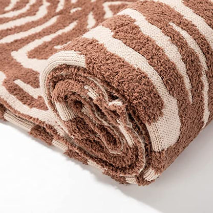 Snuggle Sac Luxury Feather Yarn Fluffy Throw Blanket Zebra Textured Reversible 3D Hand Feeling Super Soft Fuzzy Warm Cozy Decor Knitted Blankets for Winter Christmas Home Bed Couch 50''x60''