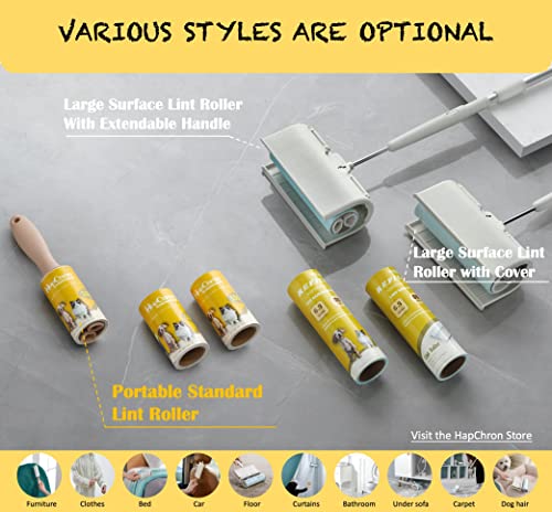 HapChron Lint Rollers Extra Sticky for Pet Hair [800 Sheets/4 Handles], Lint Remover Go Beyond Animal Fur, Dust and Other Dirt, Dog & Cat Hair Remover Rollers for Clothes, Furniture, Carpet, Car etc
