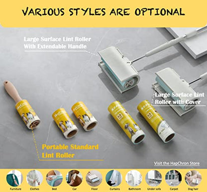HapChron Lint Rollers Extra Sticky for Pet Hair [800 Sheets/4 Handles], Lint Remover Go Beyond Animal Fur, Dust and Other Dirt, Dog & Cat Hair Remover Rollers for Clothes, Furniture, Carpet, Car etc