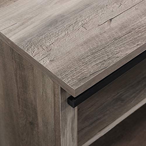 Walker Edison Farmhouse Sliding Grooved Door Entryway Bench Shoe Storage Shelf Hallway Organizer, 48 Inch, Grey Wash