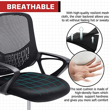 HOMEFLA Mid-Back Mesh Drafting Chair - Tall Office Chair with Armrest Standing Desk Chair Counter Height with Adjustable Foot Ring (Black)