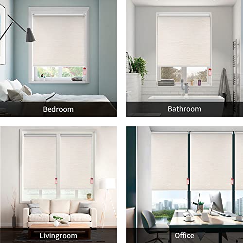Homebox 100% Blackout Roller Window Shades,Faux Wooden Window Blinds,Roll Up and Pull Down Shades for Indoor Window,Window Shade for Home,Beige,22" W x 72" H