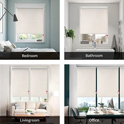 Homebox 100% Blackout Roller Window Shades,Faux Wooden Window Blinds,Roll Up and Pull Down Shades for Indoor Window,Window Shade for Home,Beige,22" W x 72" H