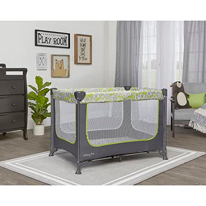 Dream On Me Zodiak Portable Playard in Grey and Green, Lightweight, Packable and Easy Setup Baby Playard, Breathable Mesh Sides and Soft Fabric - Comes with a Removable Padded Mat