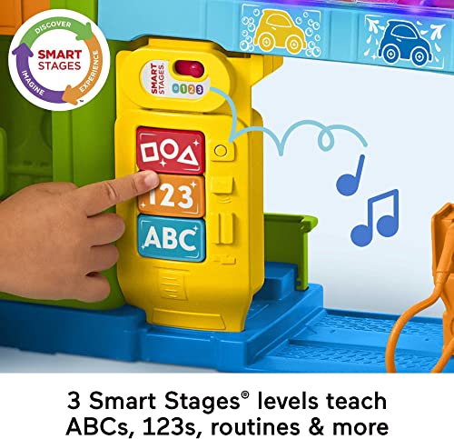 Fisher-Price Little People Toddler Playset Light-Up Learning Garage with Smart Stages Plus Toy Car and Ramp for Ages 1+ Years