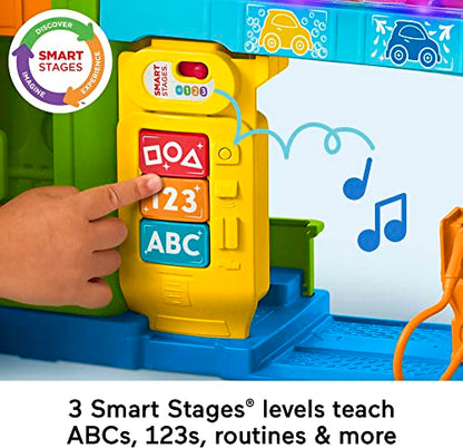 Fisher-Price Little People Toddler Playset Light-Up Learning Garage with Smart Stages Plus Toy Car and Ramp for Ages 1+ Years