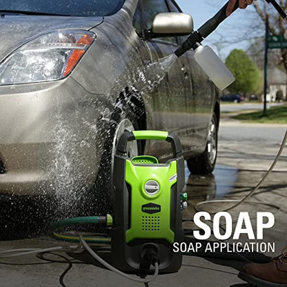 Greenworks 1600 PSI (1.2 GPM) Electric Pressure Washer (Ultra Compact / Lightweight / 20 FT Hose / 35 FT Power Cord) Great For Cars, Fences, Patios, Driveways