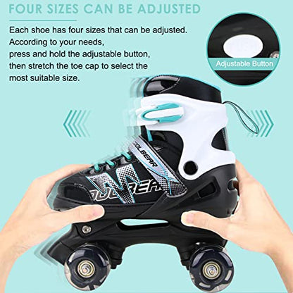 Sowume Adjustable Roller Skates for Boys and Kids, All 8 Wheels of Boy's Skates Shine, Safe and Fun Illuminating for Kids