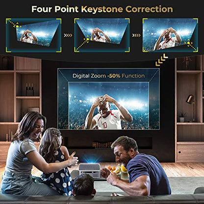 DBPOWER Native 1080P 5G 4K WiFi Projector, Upgrade 20000L 500 ANSI FHD Outdoor Movie Projector, Support 4P+4D Keystone/Zoom/PPT, 300" Portable Mini Video Projector Compatible w/Phone/Laptop/DVD/PC/TV