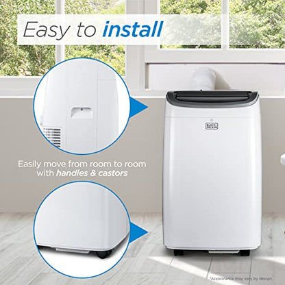 BLACK+DECKER 8,000 BTU Portable Air Conditioner up to 350 Sq. with Remote Control, White