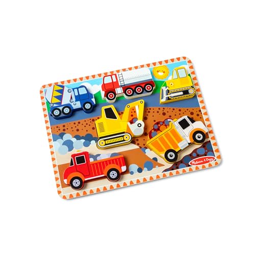 Melissa & Doug Construction Vehicles Wooden Chunky Puzzle (6 pcs)