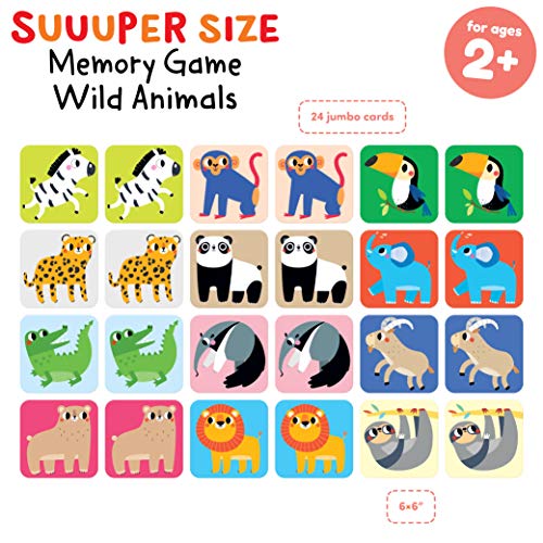 Banana Panda Suuuper Size Memory Game - Wild Animals - Classic Toddler Game includes 24 Extra-Large Cards - Play Matching Games, Use as Flashcards, for little kids ages 2-4 years