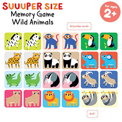 Banana Panda Suuuper Size Memory Game - Wild Animals - Classic Toddler Game includes 24 Extra-Large Cards - Play Matching Games, Use as Flashcards, for little kids ages 2-4 years
