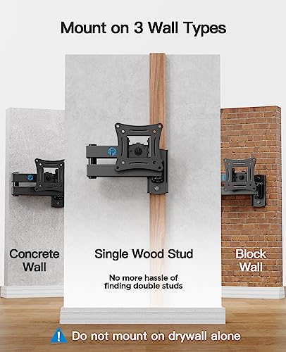 Pipishell Full Motion TV Wall Mount Brackets Swivel Tilts Articulating Extension for 13-32 Inches LED LCD Flat Curved Screen TVs Monitors, Single Stud for Corner Max VESA 100x100mm