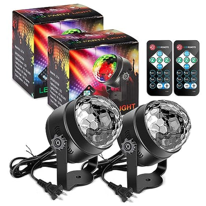 Litake Party Lights Disco Dance Ball Lights LED Club Lights, 7 Patterns Sound Activated with Remote Control Dj Ball Lights Stage Light for Halloween Xmas Party Dance Club Karaoke Home Wedding 2 Pack