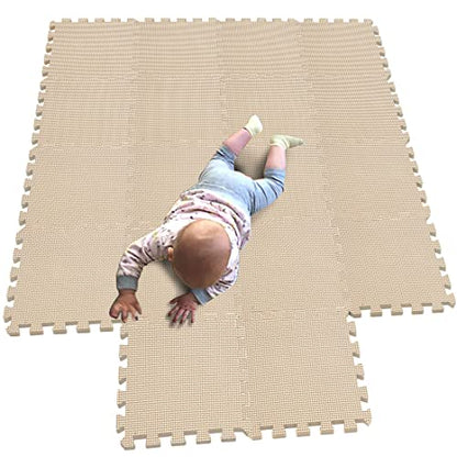 MQIAOHAM® Children Puzzle mat Play mat Squares Foam Play mat Tiles Baby mats for Floor Puzzle Puzzle mat Childrens Soft Play mats Girl playmat Carpet Interlocking Foam Floor mats for Baby Beige 110