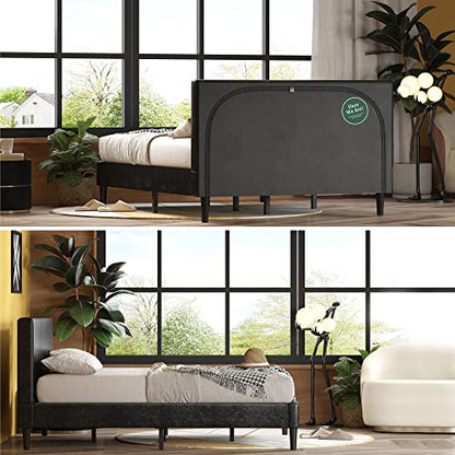 ZINUS Jade Faux Leather Upholstered Platform Bed Frame / Mattress Foundation with Wood Slat Support / No Box Spring Needed / Easy Assembly, Full