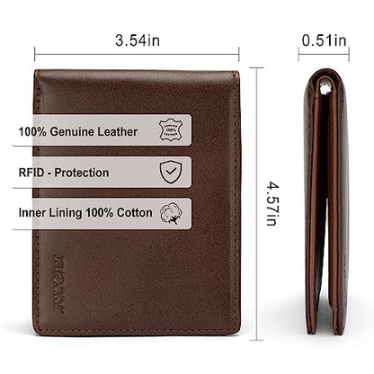 IMDCGYY Slim Wallet for Men Genuine Leather Carbon Fiber Card Holder Money Clip Rfid Blocking Mens Front Pocket Wallet
