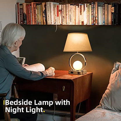 Eneru Bedside Lamps for Bedrooms Nightstand - Set of 2 with USB C Charging Ports and AC Outlet-End Table Lamp with Small Night Lamp Modern Office Lamps for Living Room for Bed Side Stand Read