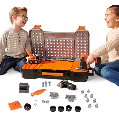 Black+Decker Kids Tools All-in-One Mega Case with Matrix Drill, Jigsaw and Sander 25 Pieces Play Tools for Kids