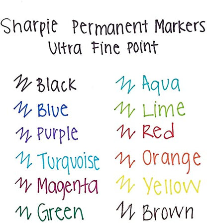 SHARPIE Permanent Markers, Ultra Fine Point, Black, 12 Count - 1 Pack