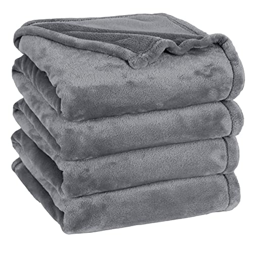 David's Home Fleece Queen Blanket,Ultra Soft More Durable Lightweight Velvety Bed Blanket,Lint-Free& No Pilling,300GSM All Season Luxury Plush Cozy Blanket with Wider Stitched Border,90"x90",Dark Grey