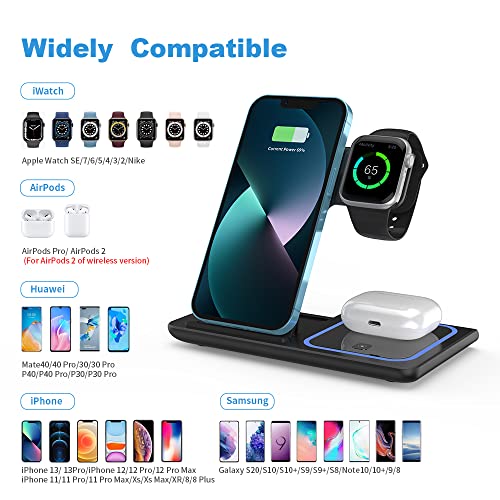 Wireless Charger,ANYLINCON 3 in 1 Wireless Charger Station for Apple iPhone/iWatch/Airpods,iPhone15 14,13,12,11 (Pro, Pro Max)/XS/XR/XS/X/8(Plus),iWatch 7/6/SE/5/4/3/2,AirPods 3/2/pro