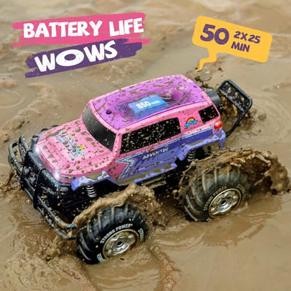 Ruko 1601AMP3 Amphibious RC Truck for Girls, IPX6 Warterproof Monster Truck, 1:10 Large Remote Control Car for All Terrain, 2 Rechargeable Batteries for 50 Min Fun Time, Gifts for Kids