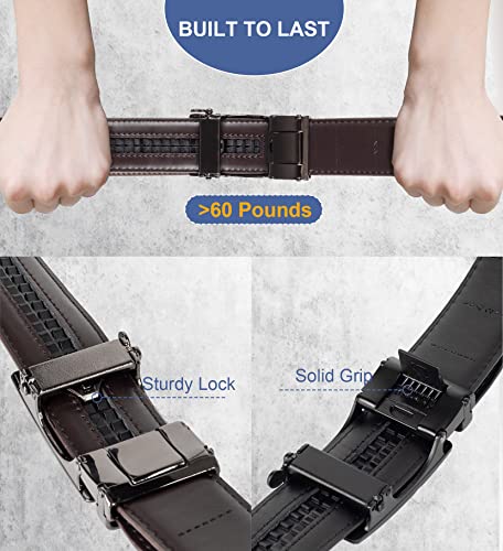 Truyis Gurzita Ratchet Belt for Men Women 2 Pack,1 3/8" Leather Ratchet Belt,Adjustable Slide Click Belt in Gift Set Box