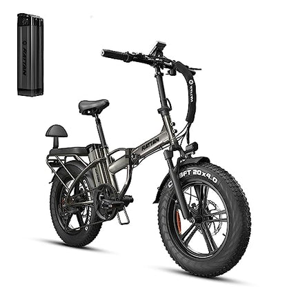 Check For Other Sellers! RATTAN 750W Electric Bike for Adults 48V 13AH Removable Battery Foldable Electric Bikes LM/LF Pro Ebike 20'' x 4.0 Fat Tire Electric Bicycles 2 Seater (LM Gray, with Extra 20AH Black Battery)