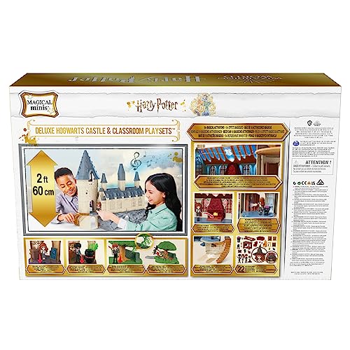 Wizarding World Harry Potter, Magical Minis Amazon Exclusive Deluxe Hogwarts Castle, 3 Classroom Playsets, 22 Accessories, 3 Figures, Lights & Sounds