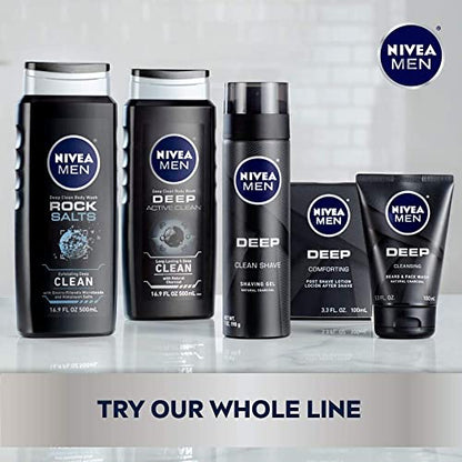 Nivea Men Deep Clean Rock Salts Body Wash, Exfoliating Rock Salt Body Wash, 3 Pack of 16.9 Fl Oz Bottles
