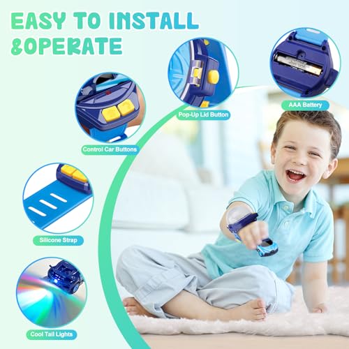 M&HONG Mini Remote Control Car Watch Toys, 2023 New 2.4 GHz Cartoon RC Watch Racing Car, USB Charging Remote Control Car, Cute Watch Car Toy Cartoon RC Car Gift for 3-12 Years Old Boys and Girls
