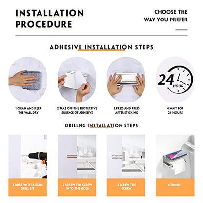 ASTOFLI Toilet Paper Holder with Shelf, Rustproof SUS304 Brushed Nickel Toilet Paper Holder Wall Mount, Toilet Roll Holder, Toilet Tissue Holder for Bathroom, Bathroom Toilet Paper Holders