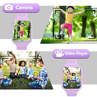 Smart Watch for Kids with 24 Puzzle Games 1.44" HD Touchscreen Camera Video Music Player Pedometer Alarm Clock Calculator Torch Sport Band Educational Learning Toys Gifts for Age 3-12 Boy Girl (Pink)