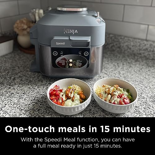 Ninja SF301 Speedi Rapid Cooker & Air Fryer, 6-Quart Capacity, 12-in-1 Functions to Steam, Bake, Roast, Sear, Sauté, Slow Cook, Sous Vide & More, 15-Minute Speedi Meals All In One Pot, Sea Salt Gray