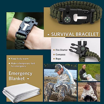Survival Kits, Gifts for Men Dad Husband Him, 13 in 1 Survival Gear and Equipment Tactical Tools for Camping Hiking Hunting Outdoor Adventure, Cool Birthday Ideas